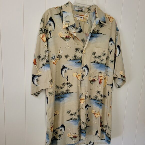 Pierre Cardin Mens Shirt Sz M Tropical Vacation Short Sleeve Button Up Dad Camp - Picture 2 of 7